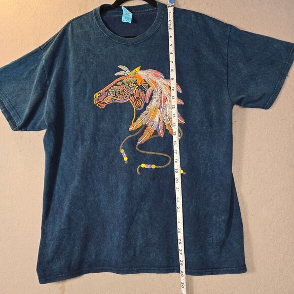 Gildan T-Shirt Men's Blue XL Cotton Crew Neck Graphic Horse Design - Picture 7 of 12